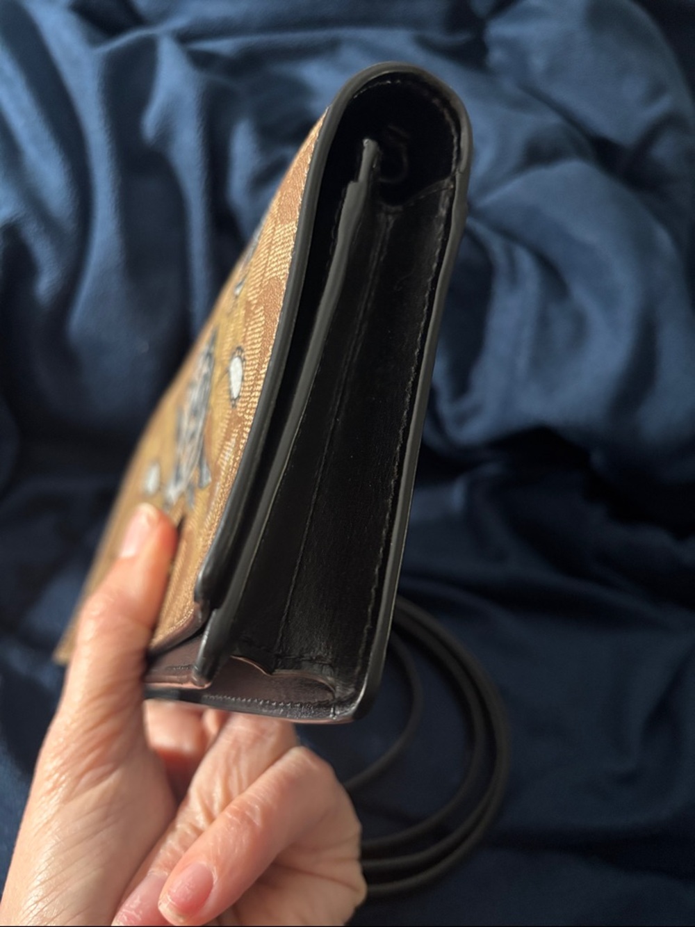 COACH CHELSEA TATTOO ROSE HAYDEN FOLD OVER CROSSBODY TAN/BLACK GLITTER 76771 EUC - Picture 12 of 16